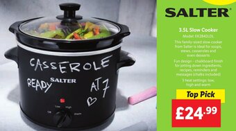 Lidl SALTER 3.5L Slow Cooker offer