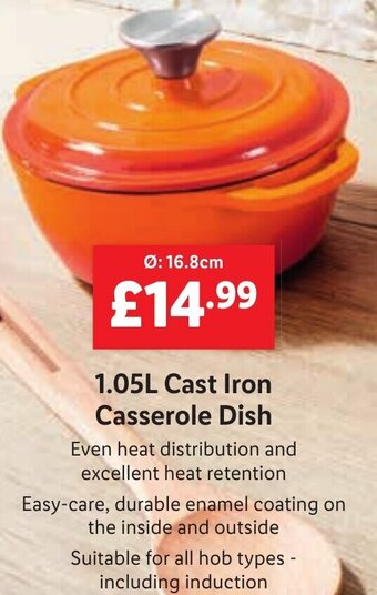 Lidl 1.05L Cast Iron Casserole Dish Ø: 16.8cm offer