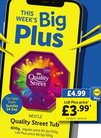 Lidl Quality Street Tub 600g offer