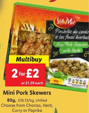 Lidl Mini Pork Skewers 80g offer