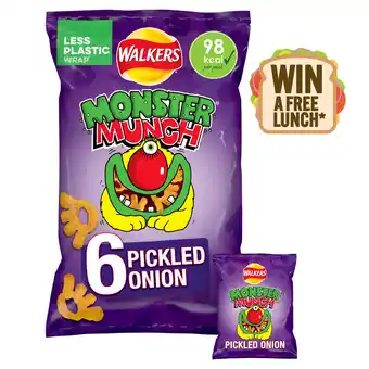 Iceland Walkers monster munch pickled onion multipack snacks crisps 6x20g offer