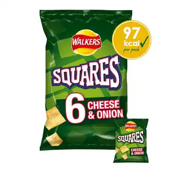 Iceland Walkers squares cheese & onion multipack snacks crisps 6x22g offer