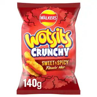 Iceland Walkers wotsits crunchy flamin' hot snacks crisps 140g offer