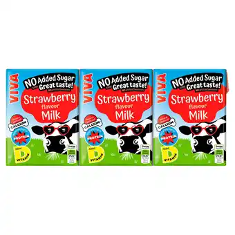 Iceland Viva strawberry flavour milk 3 x 200ml offer