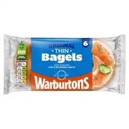Iceland Warburtons 6 thin bagels original soft & sliced offer
