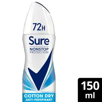 Asda Sure cotton dry nonstop protection anti-perspirant deodorant aerosol offer