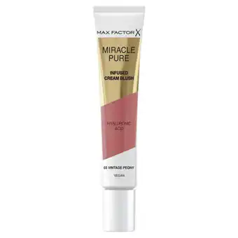 Asda Max factor miracle pure moisturising cream blush, 03 vintage peony offer