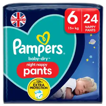 Asda Pampers baby-dry night nappy pants size 6, 24 night nappies, essential pack offer