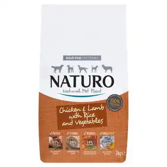 Asda Naturo natural pet food chicken & lamb with rice and vegetables adult dog 1 to 7 years 2kg offer