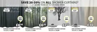 JYSK Runemo Shower Curtain, Avesta Shower Curtain, Marieby Shower Curtain Or Sibo Shower Curtain offer