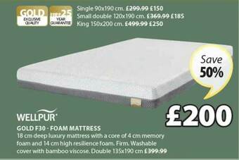 JYSK Wellpur Gold F30 - Foam Mattress offer
