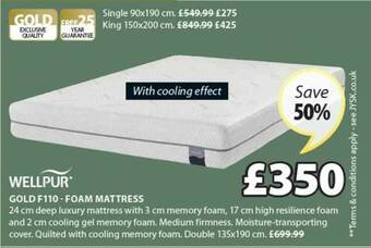 JYSK Wellpur Gold F110 - Foam Mattress offer