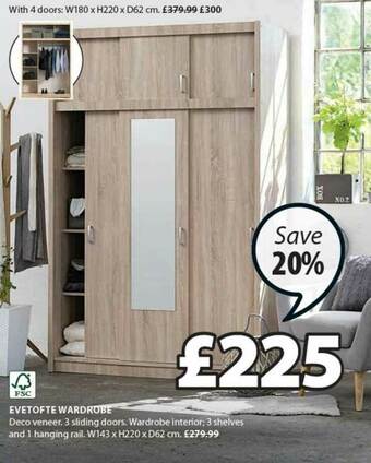 JYSK Evetofte Wardrobe offer
