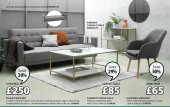 JYSK Falslev Sofa Bed, Pandrup Coffee Table Or Udsbjerg Armchair offer