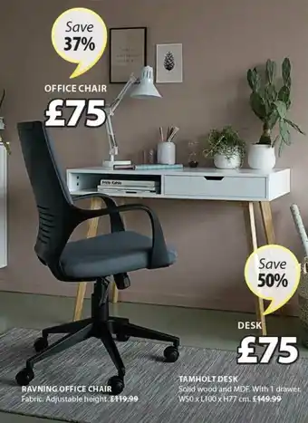 JYSK Ravning Office Chair Or Tamholt Desk offer
