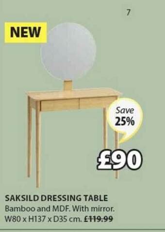JYSK Saksild Dressing Table offer