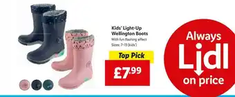 Lidl Kids' Light-Up Wellington Boots offer