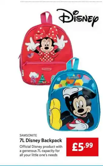 Lidl Samsonite 7L Disney Backpack offer