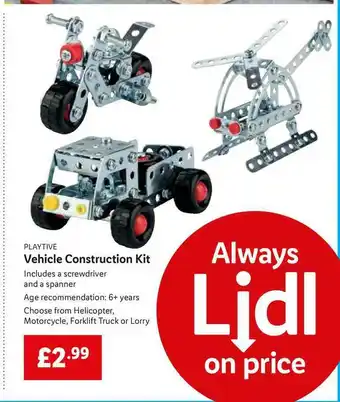 Lidl Playtive Vehicle Construction Kit offer