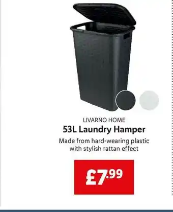 Lidl Livarno Home 53L Laundry Hamper offer