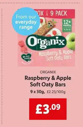 Lidl Organix Raspberry & Apple Soft Oaty Bars offer