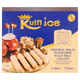 Iceland Kulfi ice original malai flavoured kulfi milk ice lollies with real almonds & pistachios 5 x 70ml offer