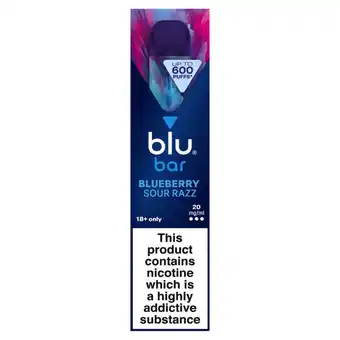 Asda Blu bar blueberry sour razz disposable e-cig 20mg offer