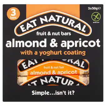 Sainsbury's Eat natural fruit & nut bars almond & apricot with yoghurt coating 3x50g offer