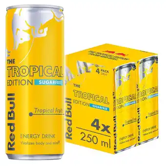 Sainsbury's Red bull energy drink sugar free, tropical edition 4x250ml offer