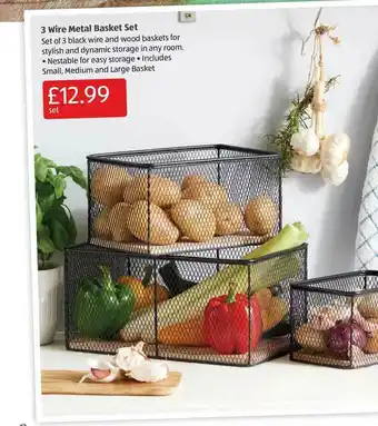 Aldi 3 Wire Metal Basket Set offer