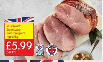 Aldi Muscovado Sweetcure Gammon Joint 1Kg-1.7Kg offer