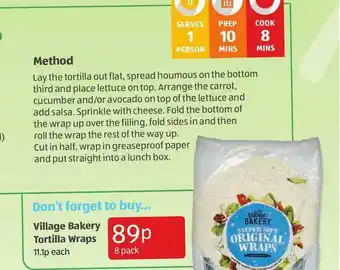 Aldi Village Bakery Tortilla Wraps offer