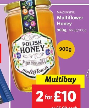 Lidl MAZURSKIE Multiflower Honey 900g offer