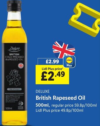 Lidl DELUXE British Rapeseed Oil 500ml offer