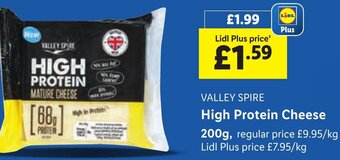 Lidl VALLEY SPIRE High Protein Cheese 200g offer