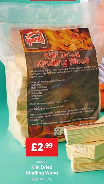 Lidl SPARKY Kiln Dried Kindling Wood 2kg offer