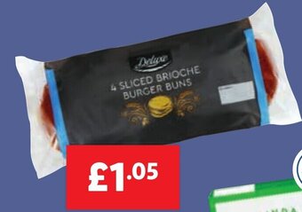 Lidl DELUXE 4 Sliced Brioche Burger Buns 200g offer