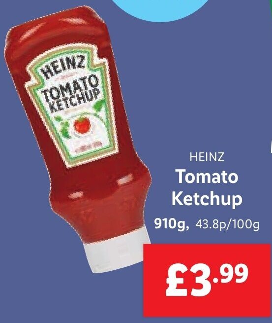 HEINZ Tomato Ketchup 910g offer at Lidl