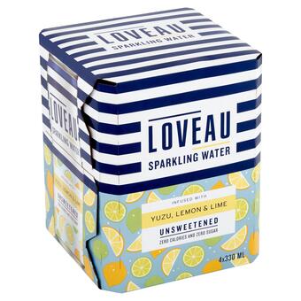 Sainsbury's Loveau sparkling water infused with yuzu lemon & lime unsweetened 4x330ml offer