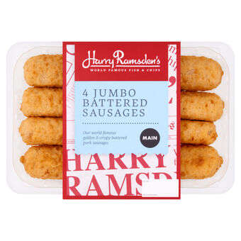 Asda Harry ramsden's 4 jumbo battered sausages 528g offer