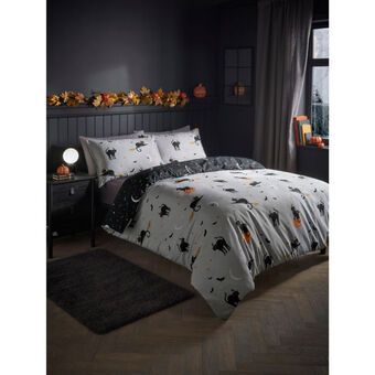 Asda George home grey halloween cat reversible duvet set - king offer