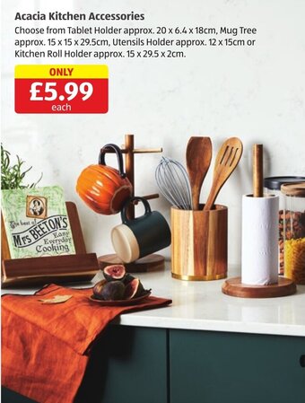 Aldi Acacia Kitchen Accessories offer