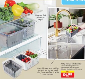 Aldi Fridge Storage with Colander offer