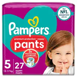 Morrisons Pampers premium protection nappy pants size 5, 27 nappies essential pack offer
