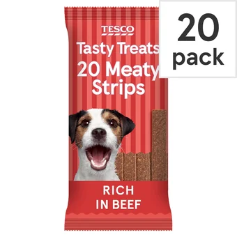 Tesco Tesco meaty strips rich in beef dog treats 200g offer