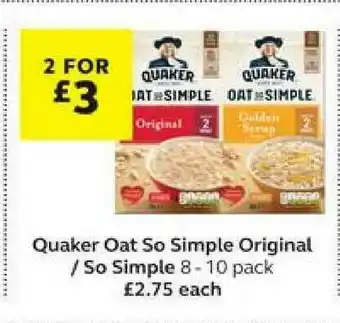 SuperValu Quaker Oat So Simple Original - So Simple 8 - 10 Pack offer