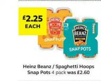 SuperValu Heinz Beanz - Spaghetti Hoops Snap Pots 4 Pack offer