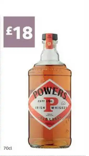 SuperValu Powers P Irish Whiskey Gold Label offer