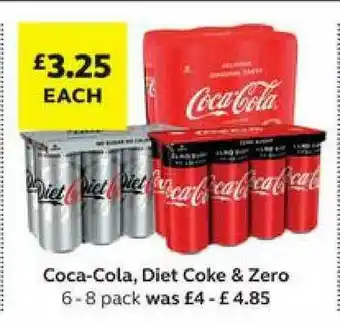 SuperValu Coco-Cola, Diet Coke & Zero 6 - 8 Pack offer