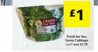 SuperValu Fresh For You Savoy Cabbage offer